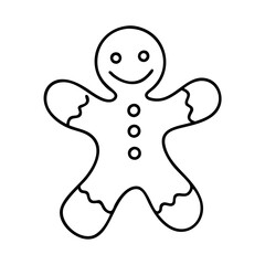 Obraz premium gingerbread man icon, christmas illustration, holiday icon - simple black line art of agingerbread man , symbolizing holiday celebrations and festive spirit.