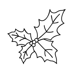Fototapeta premium holly leaves icon, christmas illustration, holiday icon - simple black line art of aholly leaves , symbolizing holiday celebrations and festive spirit.