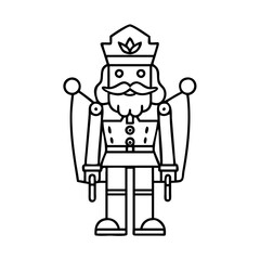 nutcracker figure icon, christmas illustration, holiday icon - simple black line art of anutcracker figure , symbolizing holiday celebrations and festive spirit.