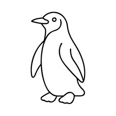 Obraz premium penguin icon, christmas illustration, holiday icon - simple black line art of apenguin , symbolizing holiday celebrations and festive spirit.
