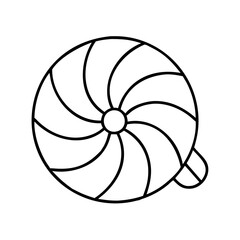 peppermint candy icon, christmas illustration, holiday icon - simple black line art of apeppermint candy , symbolizing holiday celebrations and festive spirit.