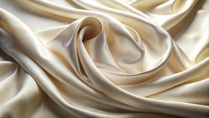 Obraz premium A close-up view of smooth, flowing, creamy white satin fabric with a soft, gentle texture.