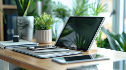 photograph of Tablet with stylus on modern desk