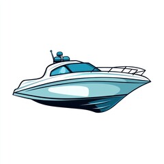 Naklejka premium White and blue luxury motorboat illustration.