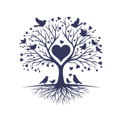 Family Tree Silhouette Vector Illustration