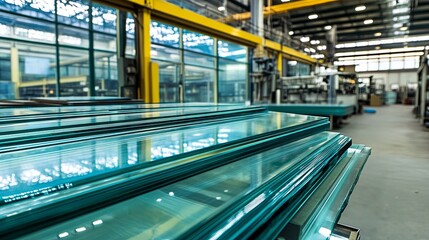 Fototapeta premium Glass factories manufacture glass for use in buildings and residences