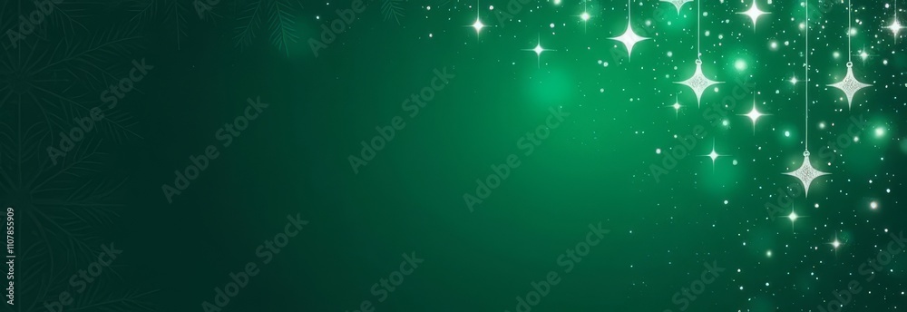Poster A green background with a row of stars and a bright star in the middle