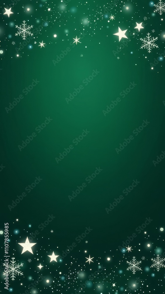 Poster a green background with a row of stars and a bright star in the middle