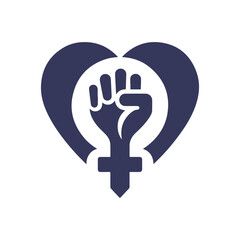 Fototapeta premium Heart and Hand Silhouette for Women's Day Vector Illustration