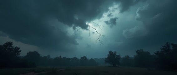 Dark clouds hung over the dark old forest, foreshadowing a thunderstorm