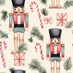 Nutcracker Toys in Soft Watercolor Style
