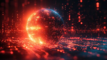 Obraz premium digital sphere with technology background 3d rendering