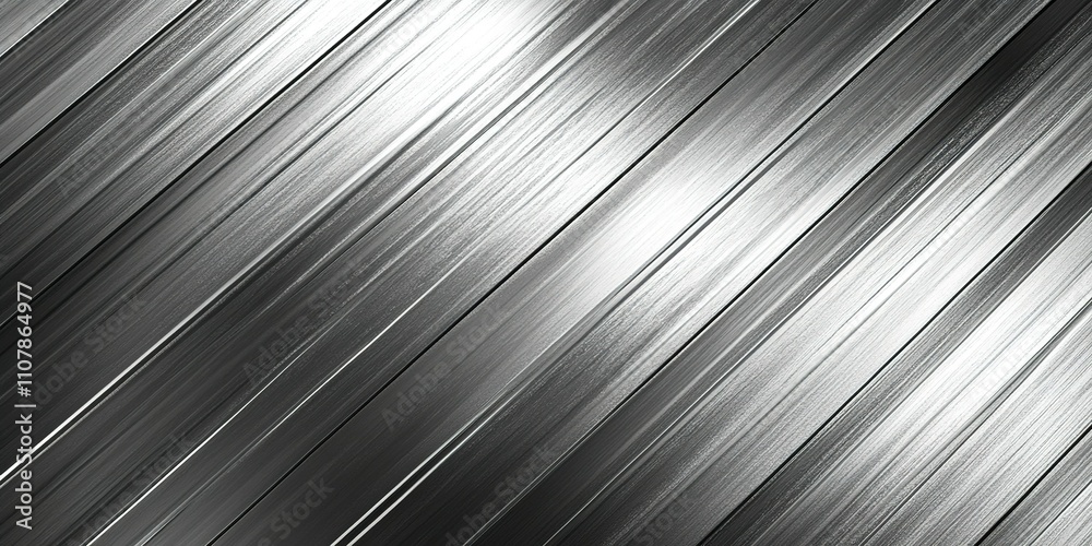 Poster metallic surface with diagonal lines reflecting light in a dynamic pattern
