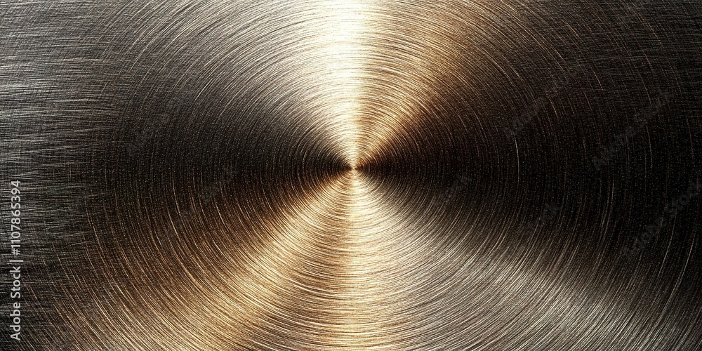 Poster metallic surface with gradient textures reflecting light in a circular pattern