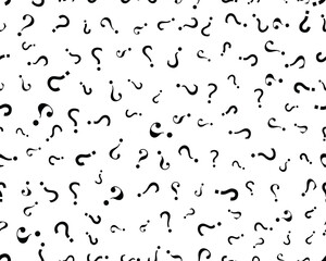 Black seamless pattern with question marks 