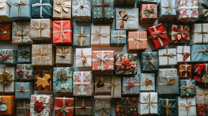 Fototapeta premium クリスマスプレゼントの背景素材