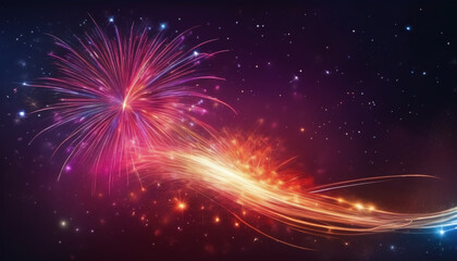 Fototapeta premium Radiant Firework Trails on a Starry Background