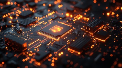 Obraz premium fast speed electronic transmission circuit 3d rendering