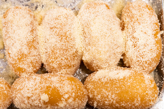 Special Chum Chum or ChumChum texture closeup top view of indian, pakistani and bangladeshi sweets dessert