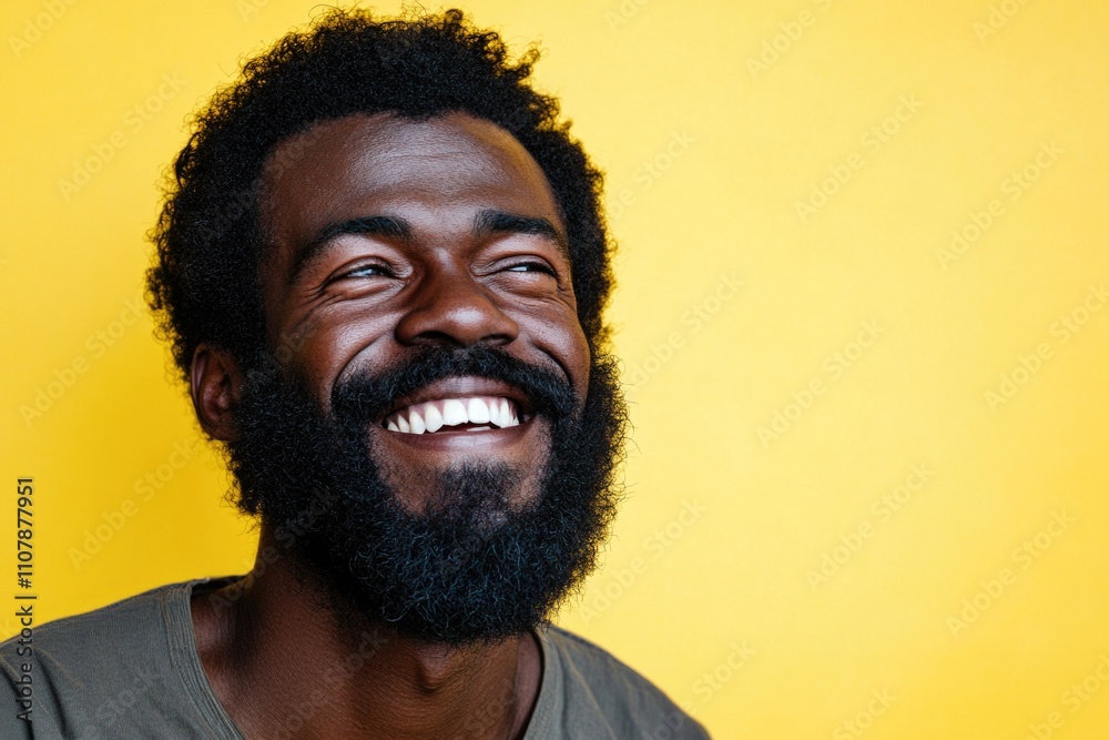 Aufkleber Portrait of a smiling man with a beard, suitable for various uses such as personal or professional profiles