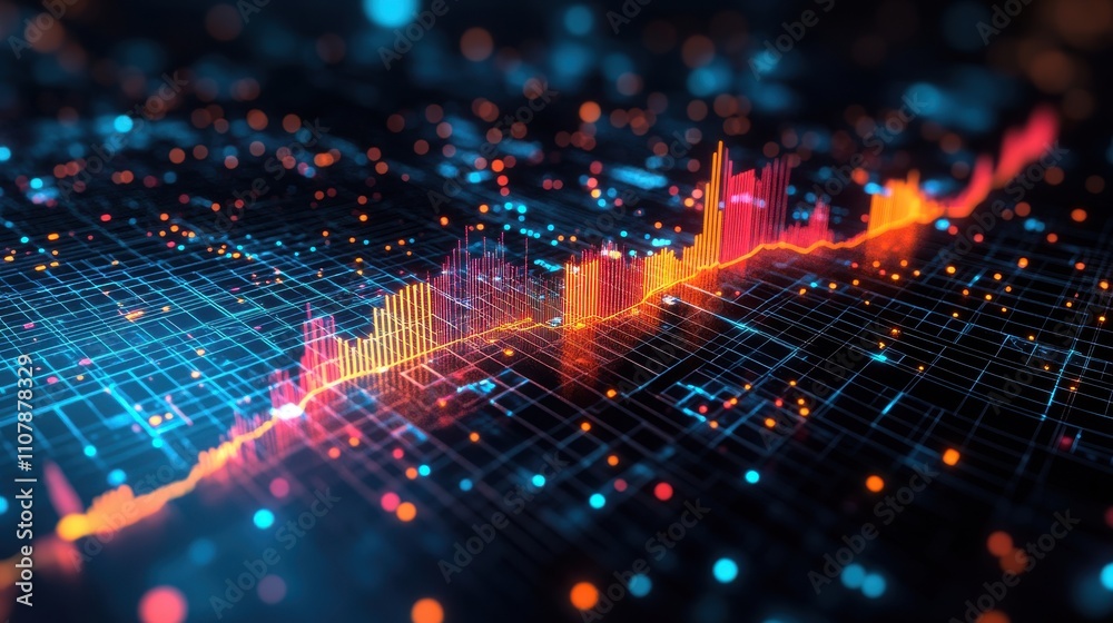 Poster growth of gdp with statistical graph 3d rendering