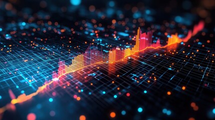 growth of gdp with statistical graph 3d rendering