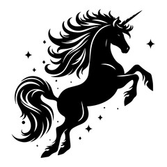 Fototapeta premium Unicorn Horse Silhouette Vector Illustration