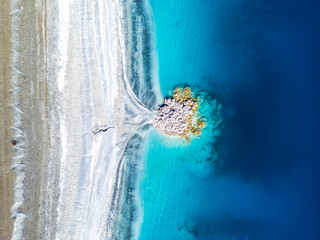 Fototapeta premium Salda Lake drone view in Burdur Province in Turkey