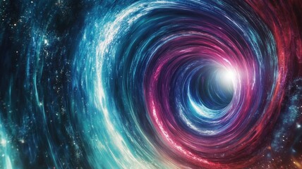 Vivid, glowing vortex of swirling cosmic colors in space, creating sense infinite depth and wonder