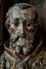A detailed figurine of a bearded man, perfect for decorative or symbolic use