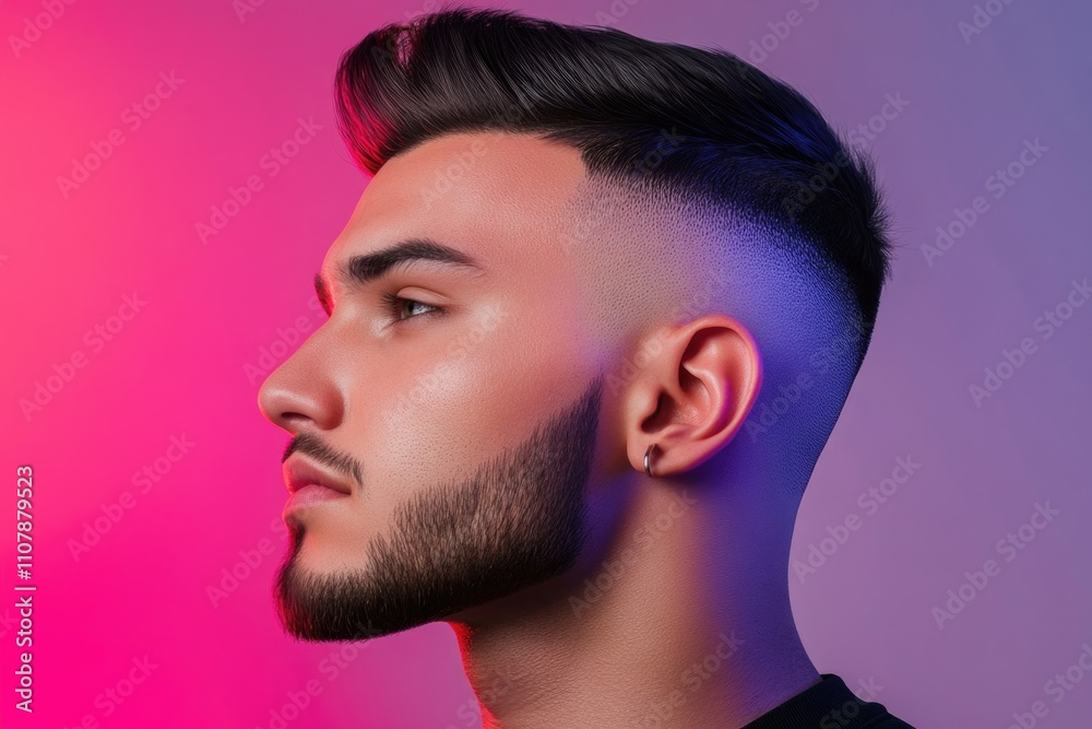 Poster close-up portrait of a bearded man, ideal for use in editorial or commercial contexts