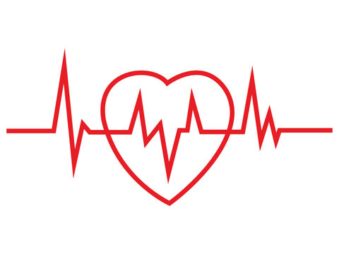 red heart with heartbeat line clip art preview