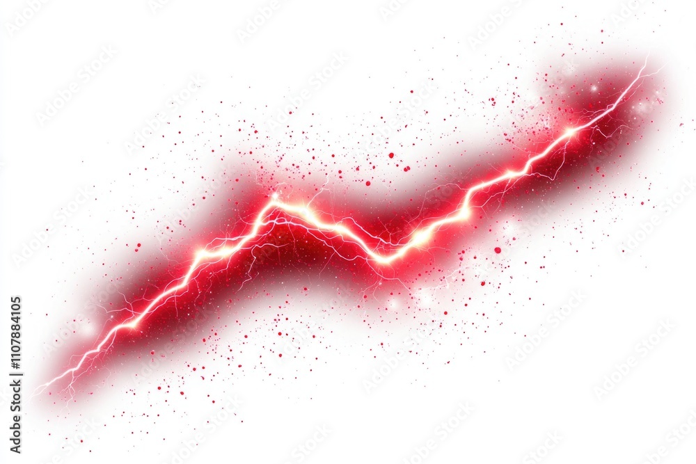 Poster a bright red lightning bolt bursts forth from the earth, energy and power radiating from its source