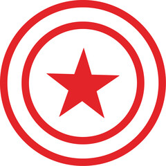Red star emblem inside two concentric circles for minimalist projects, logos, patriotic symbols, or any design requiring a strong and iconic symbol.