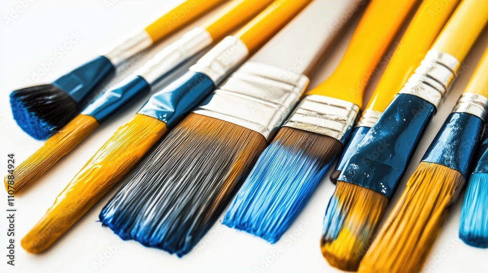Poster A collection of paintbrushes placed neatly on a table
