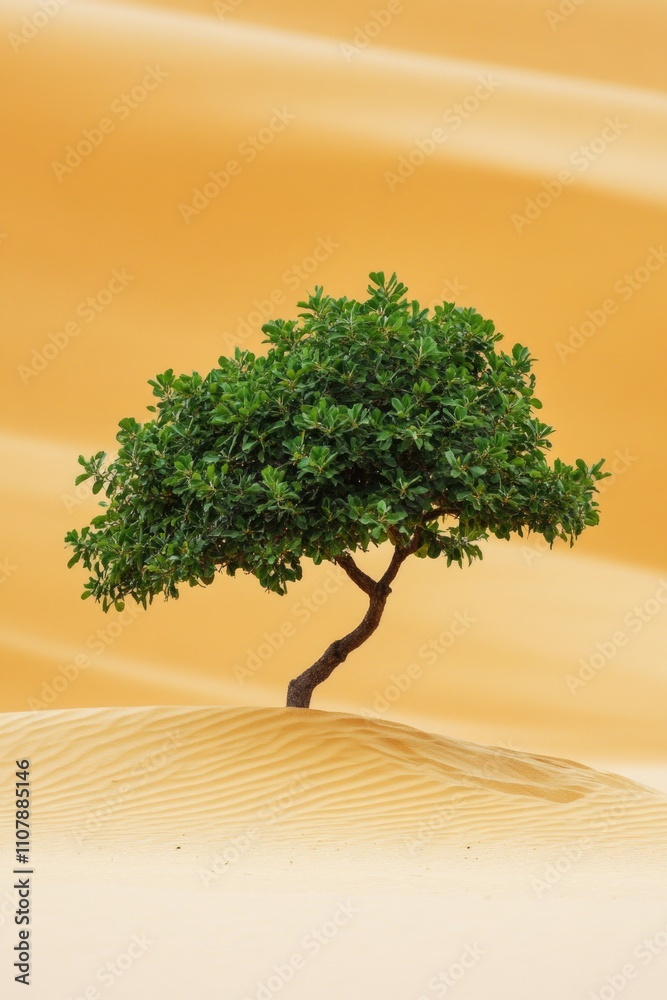 Poster a small tree sits alone in the middle of a desert