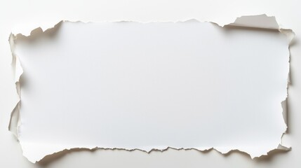 A plain, torn piece of white paper with jagged edges, creating a blank space for text or design elements.