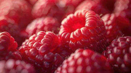 Fresh raspberries in a cluster, perfect for food photography or desserts