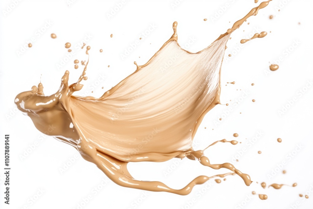 Poster A small amount of liquid splashes onto a white surface, creating a colorful and dynamic pattern