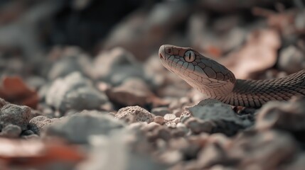 Obraz premium Snake sensing heat patterns in the dark, relying on its thermal vision to navigate and hunt. The essence of adaptation and survival in nature.