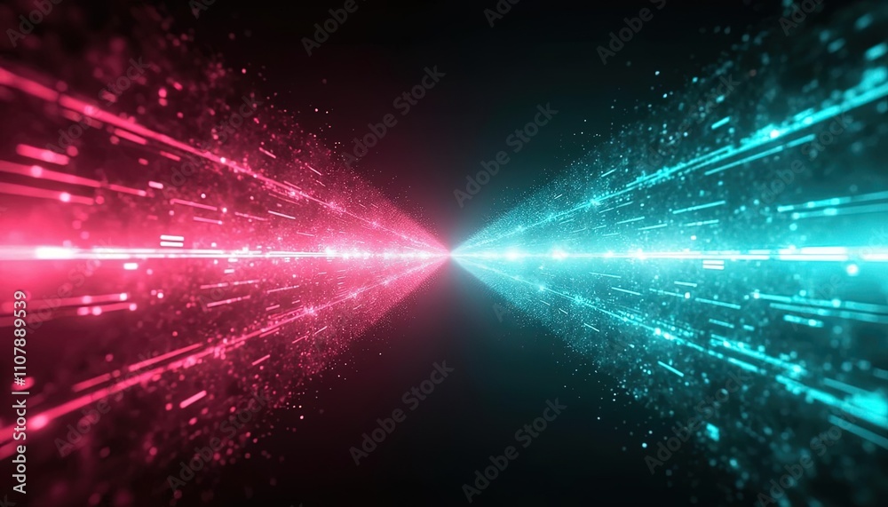 Aufkleber Futuristic light beams and glowing trails in motion creating a tunnel effect with speed lines