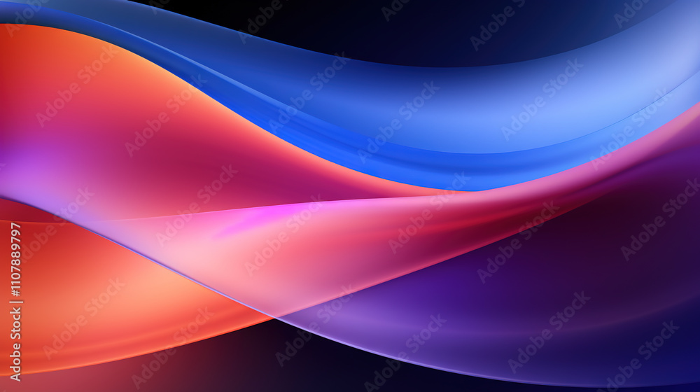 Poster vibrant abstract blue and purple waveform with fluid motion and colorful gradients