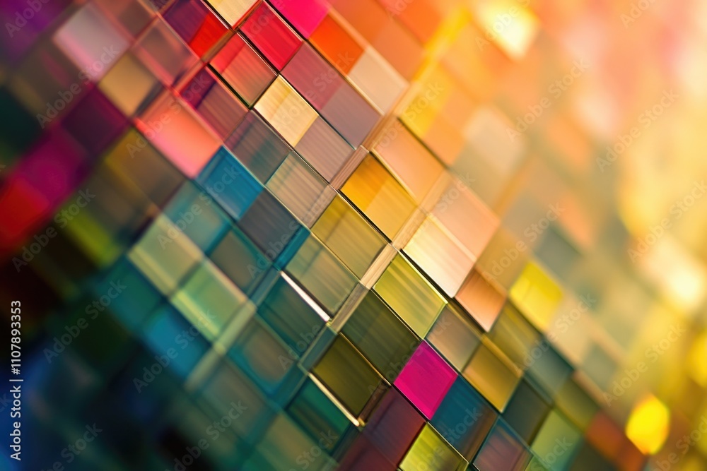 Poster A colorful background filled with variously sized and colored squares