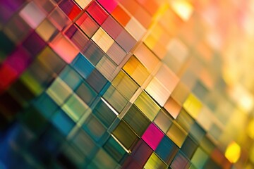 A colorful background filled with variously sized and colored squares