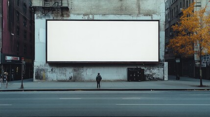 Huge blank billboards on the sidewalk, city, street scenes, photos, reality, commercial photography.