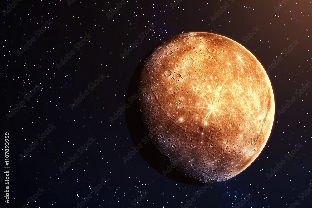 Poster a planet is seen with a distant star shining brightly in the background