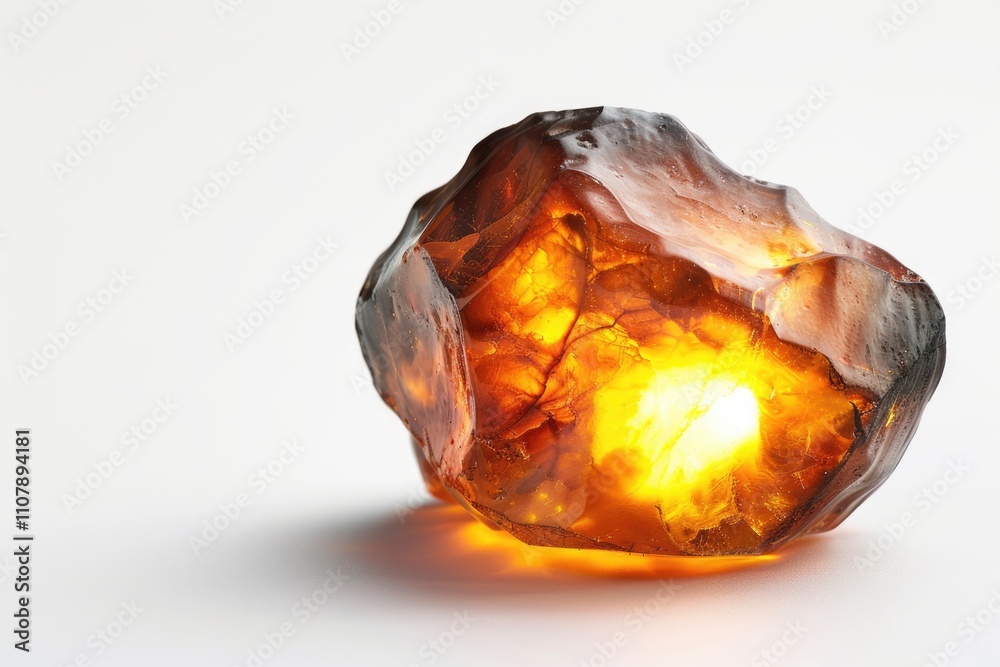 Poster a rock with a bright yellow light emanating from within