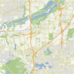 Obraz premium Map of Burnsville in Minnesota in a normal road map style. Contains layered vector with roads water, parks, etc.