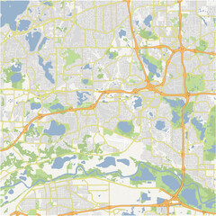 Obraz premium Map of Eden Prairie in Minnesota in a normal road map style. Contains layered vector with roads water, parks, etc.