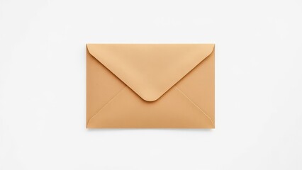 Top down shot of a brown envelope with a postage stamp on a plain white background, Received, Postage
